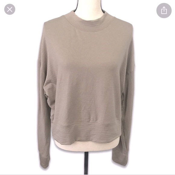 Fabletics Taupe Mock Neck Shirt - Picture 1 of 1
